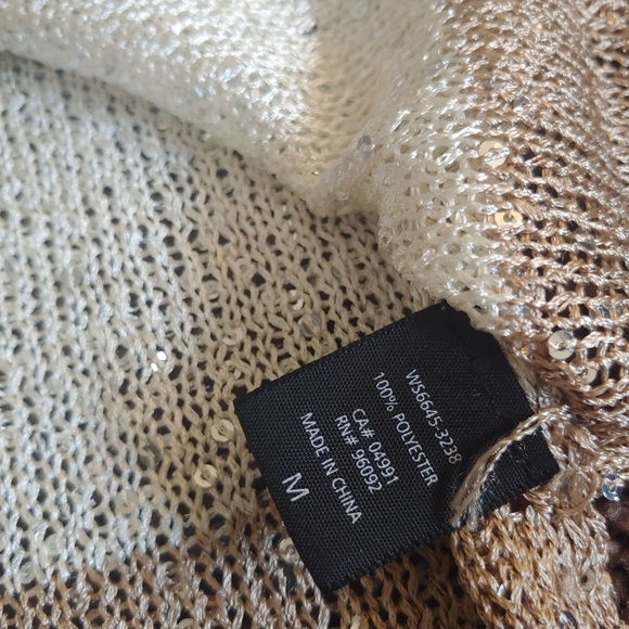 Willi Smith tan & cream sequins sweater - Picture 3 of 5